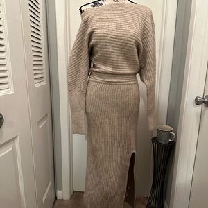 Banana Republic Elegant Tan Knit Dress SZ XS